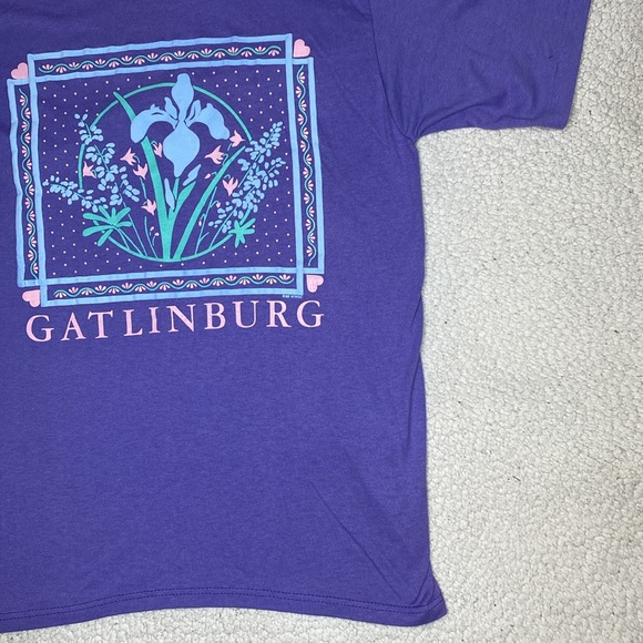 Vintage 1988 Jerzees Gatlinburg Pastel Floral T-Shirt: Size Medium - Picture 5 of 10